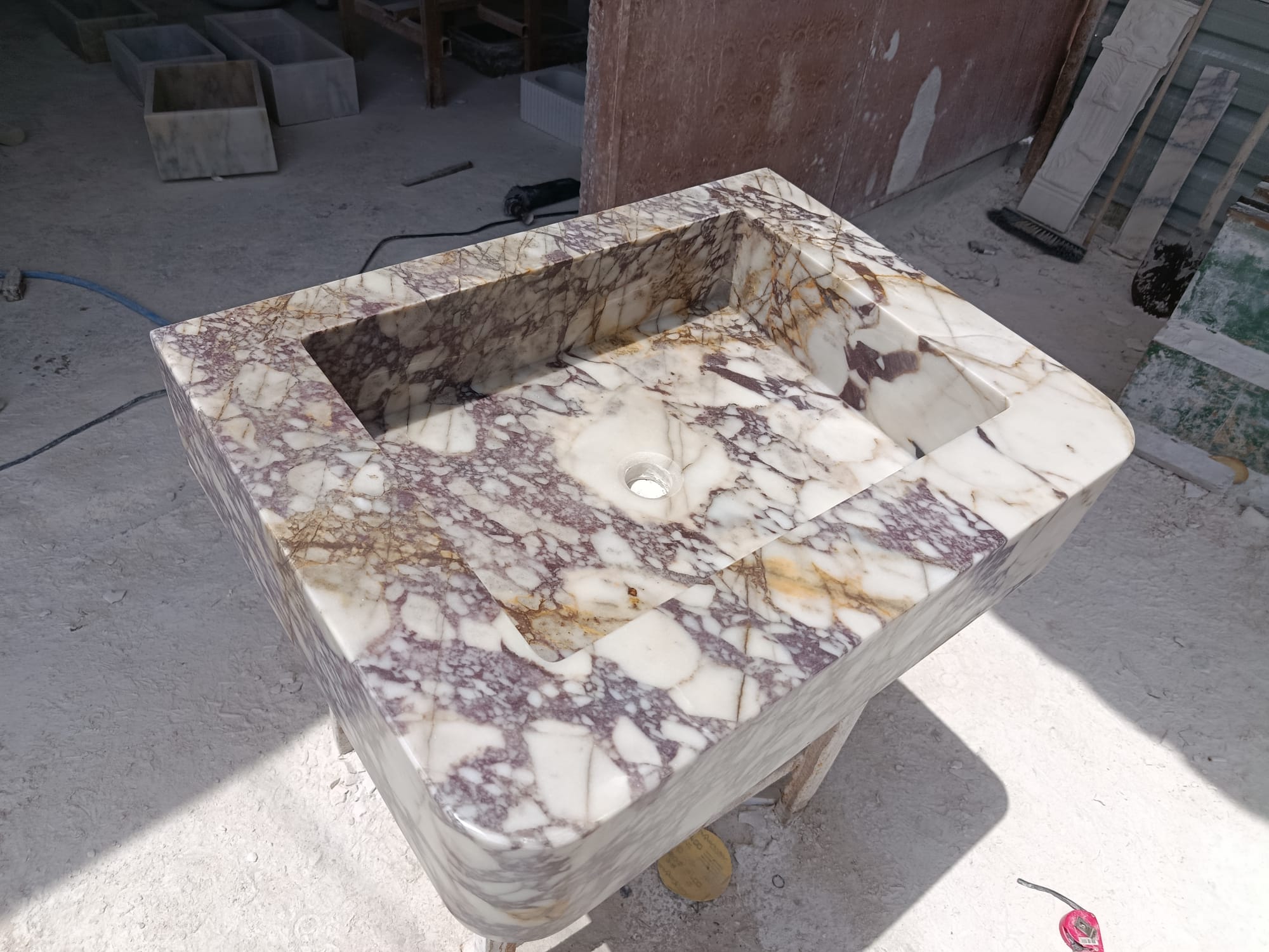 Calacatta Marble Sink – Hand-Carved Rectangular Vanity – Floating or Countertop Installation – Luxury Bathroom Centerpiece