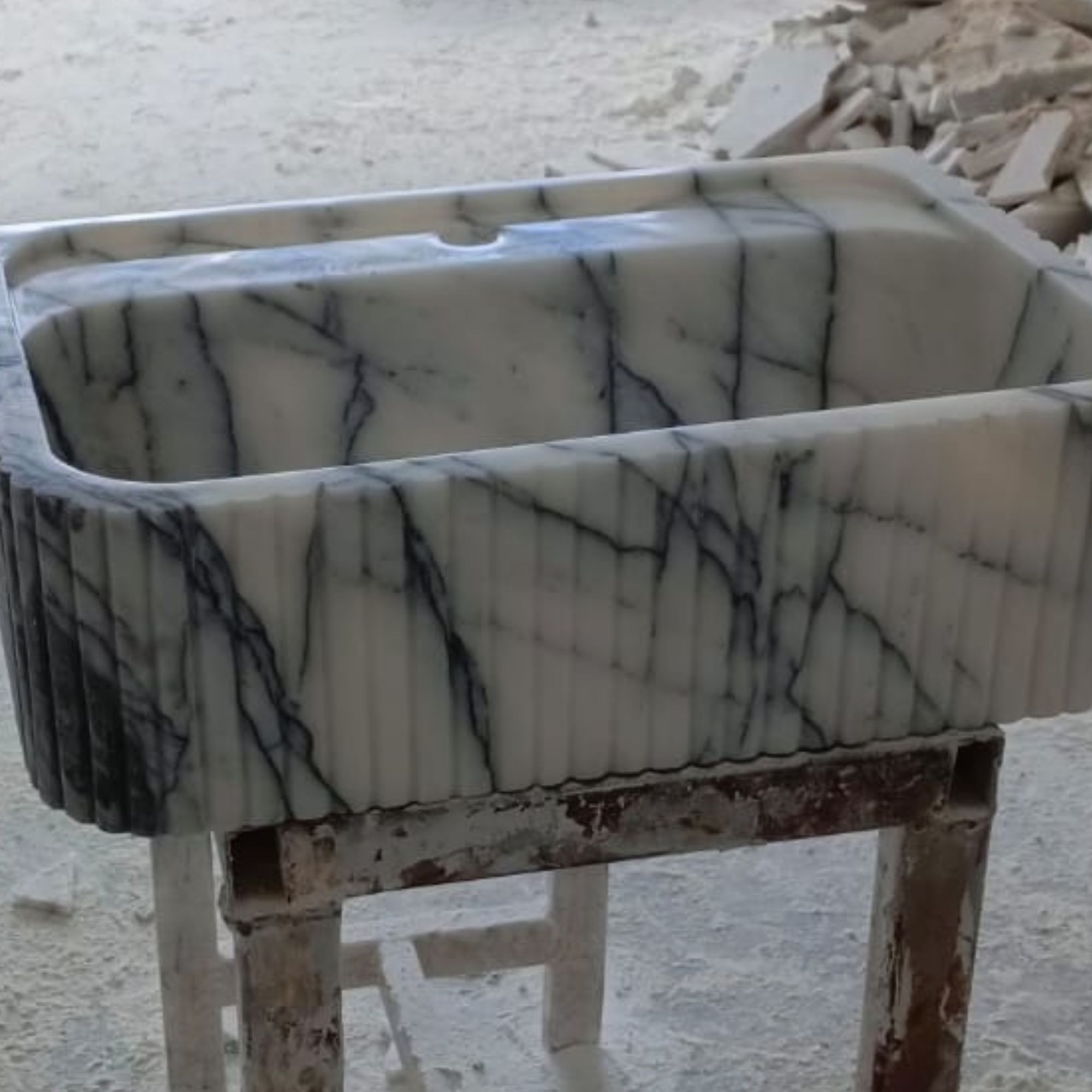 Lilac Marble Hand-Carved Sink - Custom Wall-Mount Vessel 4.jpg