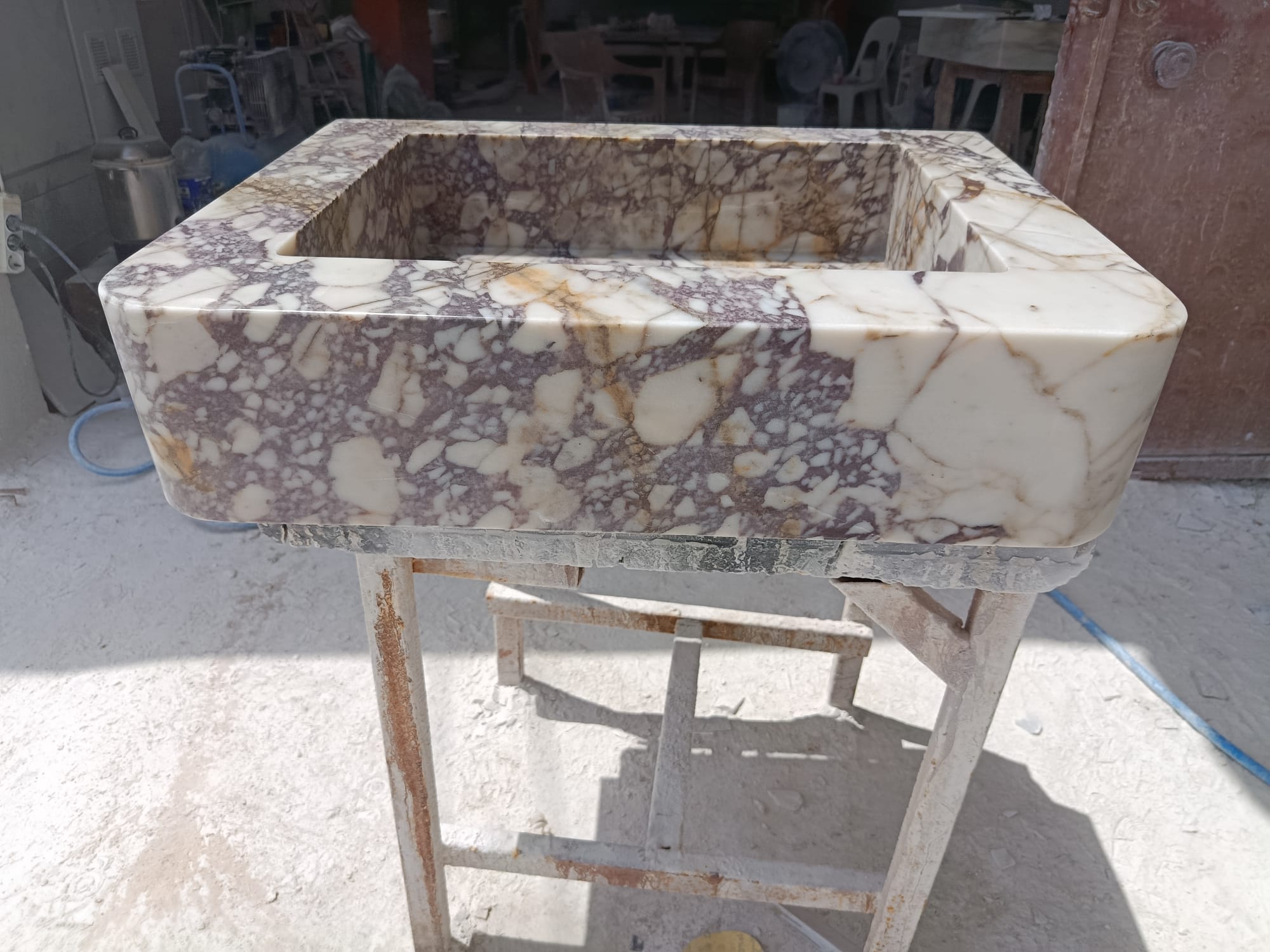 Calacatta Marble Sink – Hand-Carved Rectangular Vanity – Floating or Countertop Installation – Luxury Bathroom Centerpiece