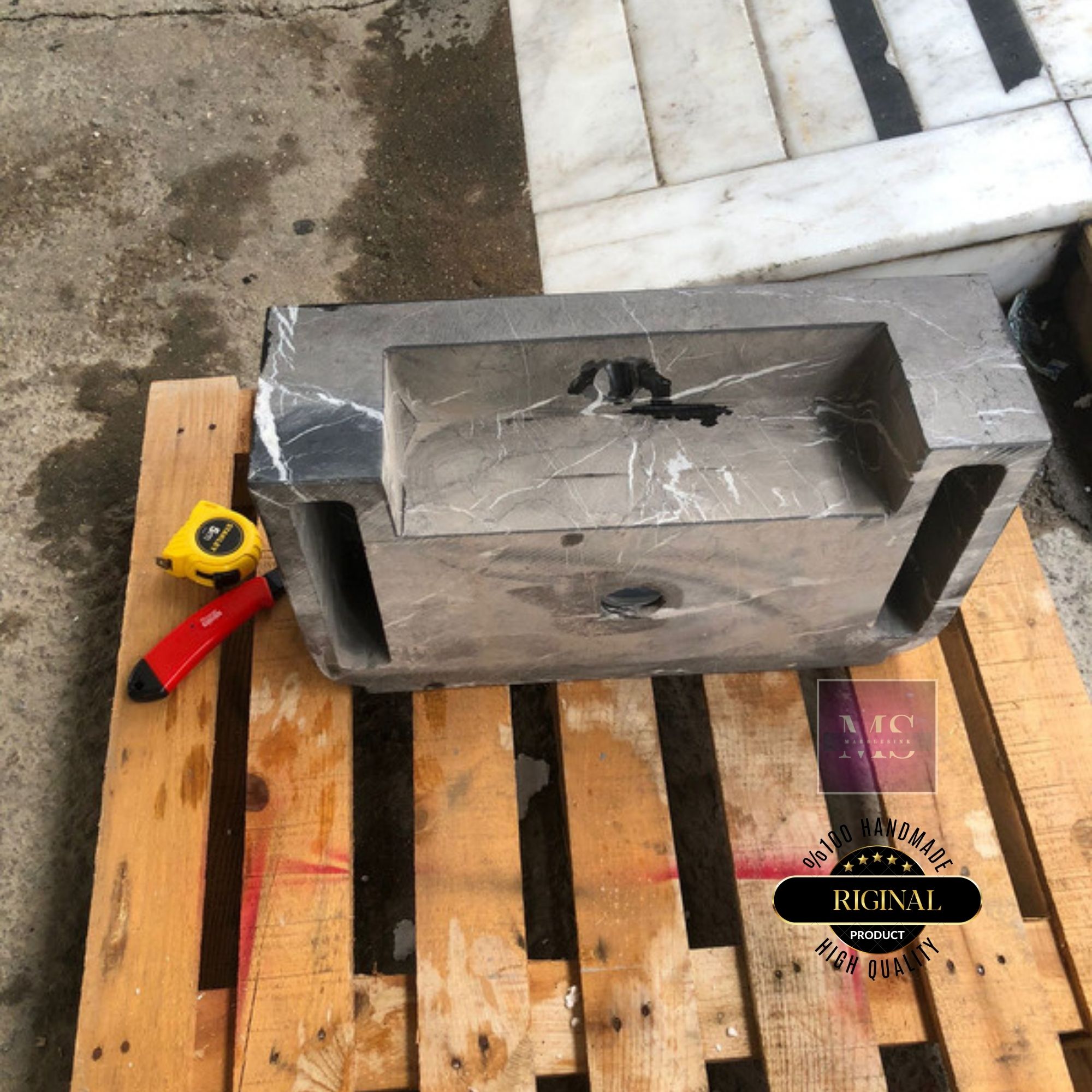 Black Marble Sink – Wall Mounted or Countertop Sink, Modern Bathroom Vanity, Custom Handmade Stone Basin