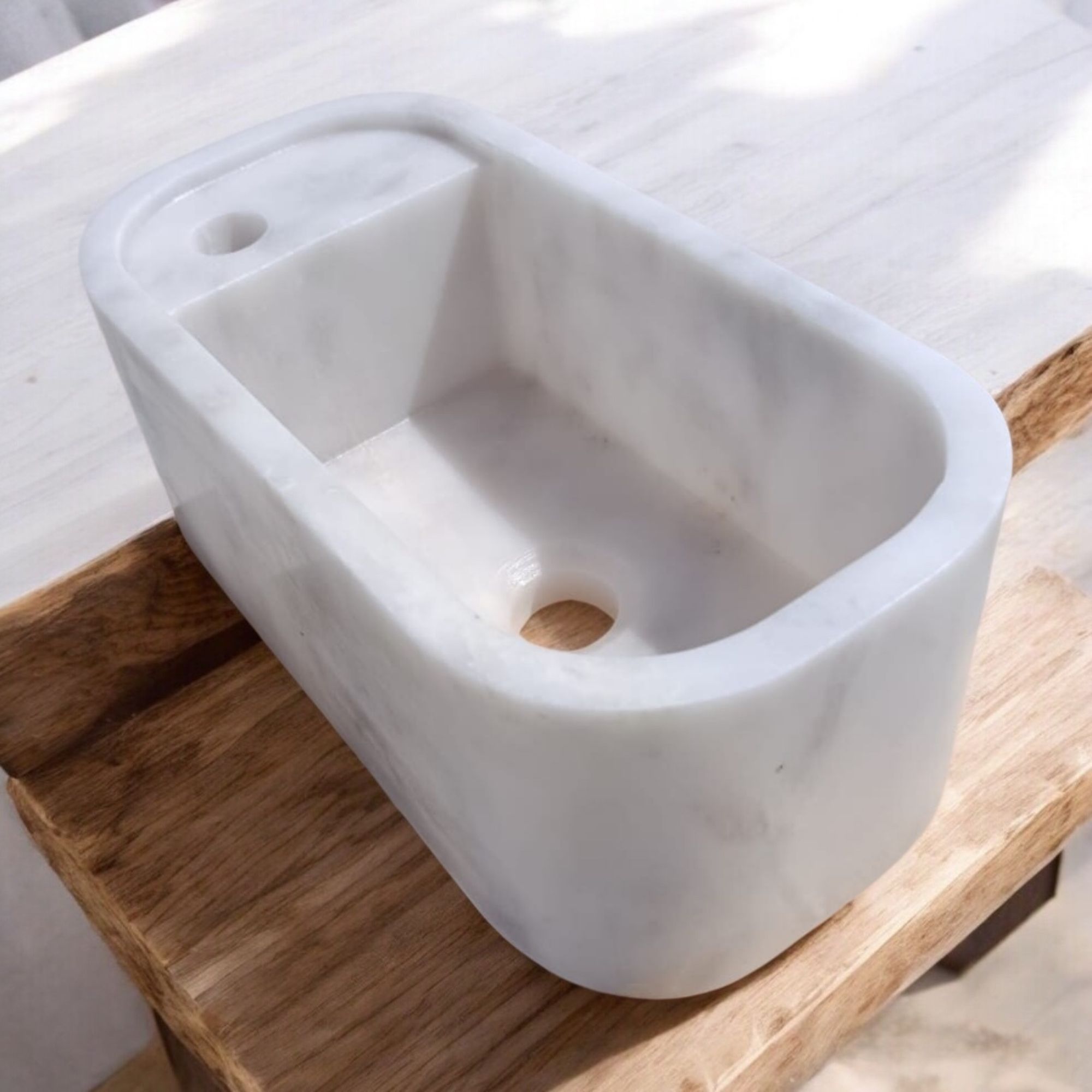 Carrara Marble Sink - Rectangular Floating Vanity - Wall Mount or Countertop Bathroom Basin - Custom Sizes Available - Modern Stone Vanity