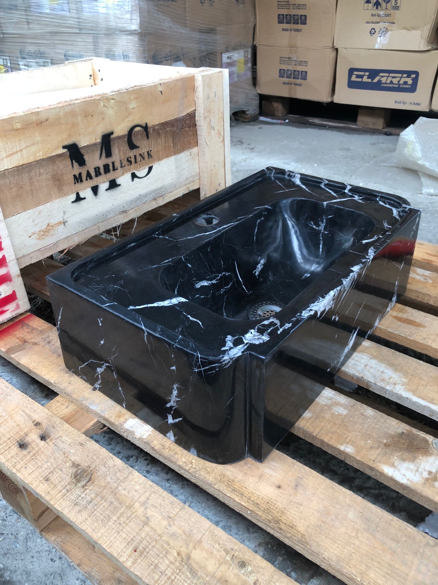 Black Marble Sink – Wall Mounted or Countertop Sink, Modern Bathroom Vanity, Custom Handmade Stone Basin