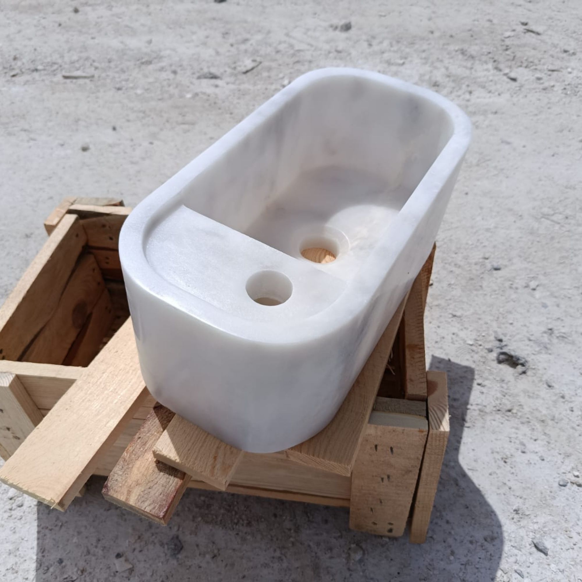 Carrara Marble Sink - Rectangular Floating Vanity - Wall Mount or Countertop Bathroom Basin - Custom Sizes Available - Modern Stone Vanity