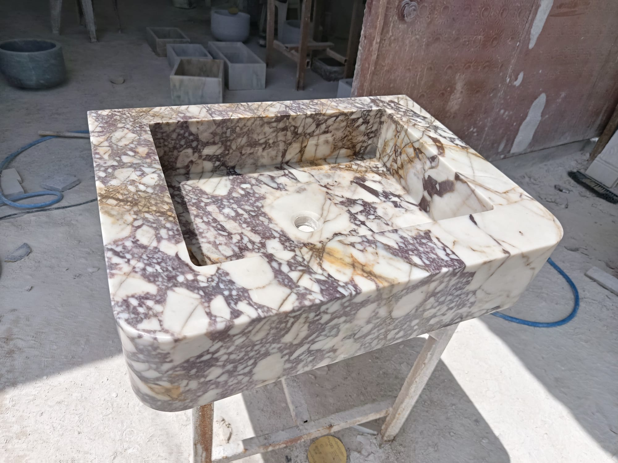 Calacatta Marble Sink – Hand-Carved Rectangular Vanity – Floating or Countertop Installation – Luxury Bathroom Centerpiece