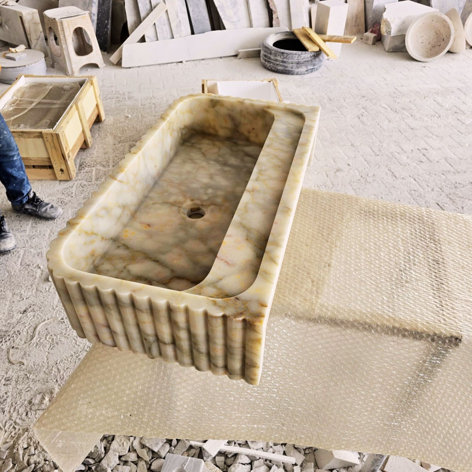 3 - Custom Size Handcarved Calacatta Viola Marble Sink, Perfect for Bathroom Vanities or as a Vessel Sink, Luxurious Marble Sink Custom Vanity.jpg