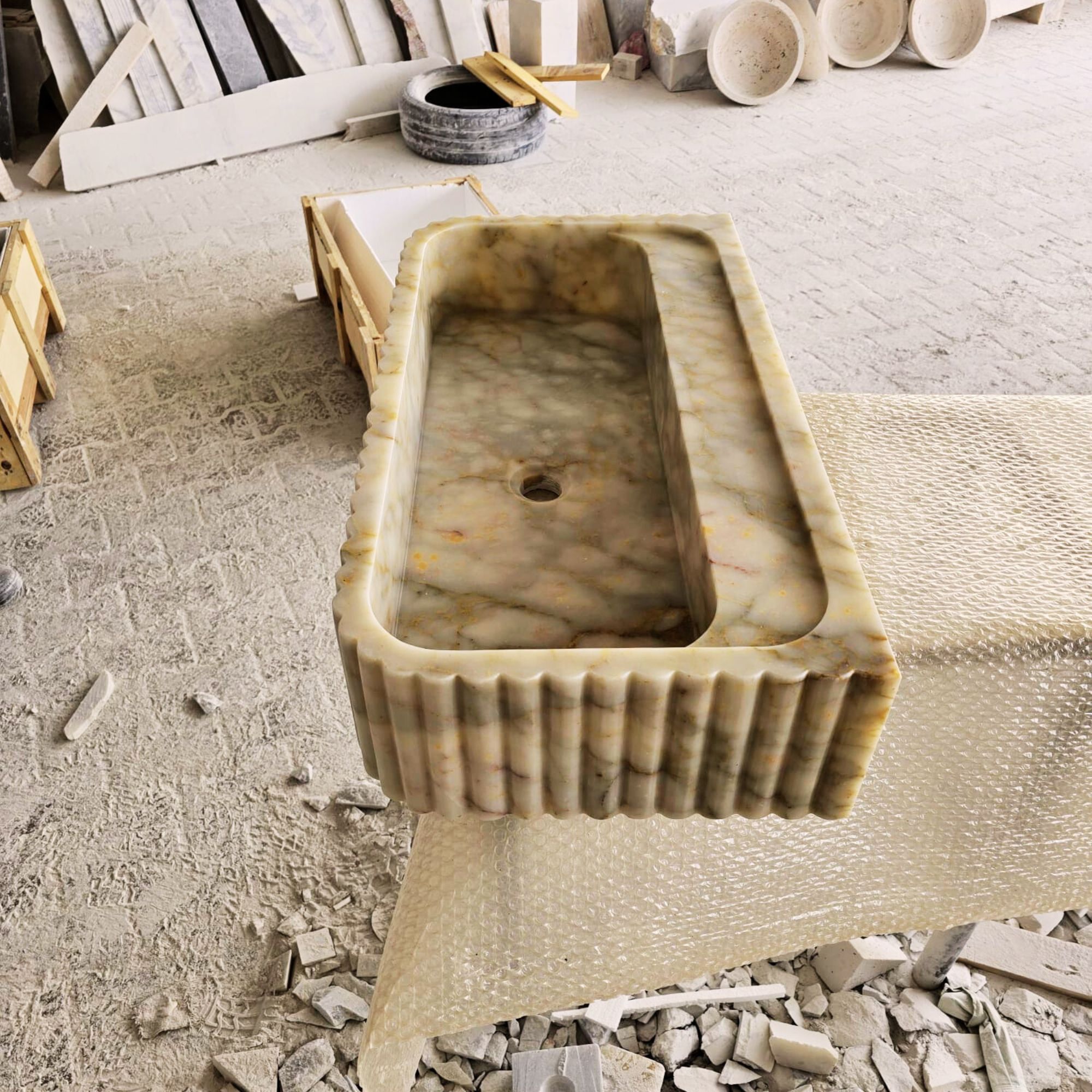 8 - Custom Size Handcarved Calacatta Viola Marble Sink, Perfect for Bathroom Vanities or as a Vessel Sink, Luxurious Marble Sink Custom Vanity.jpg
