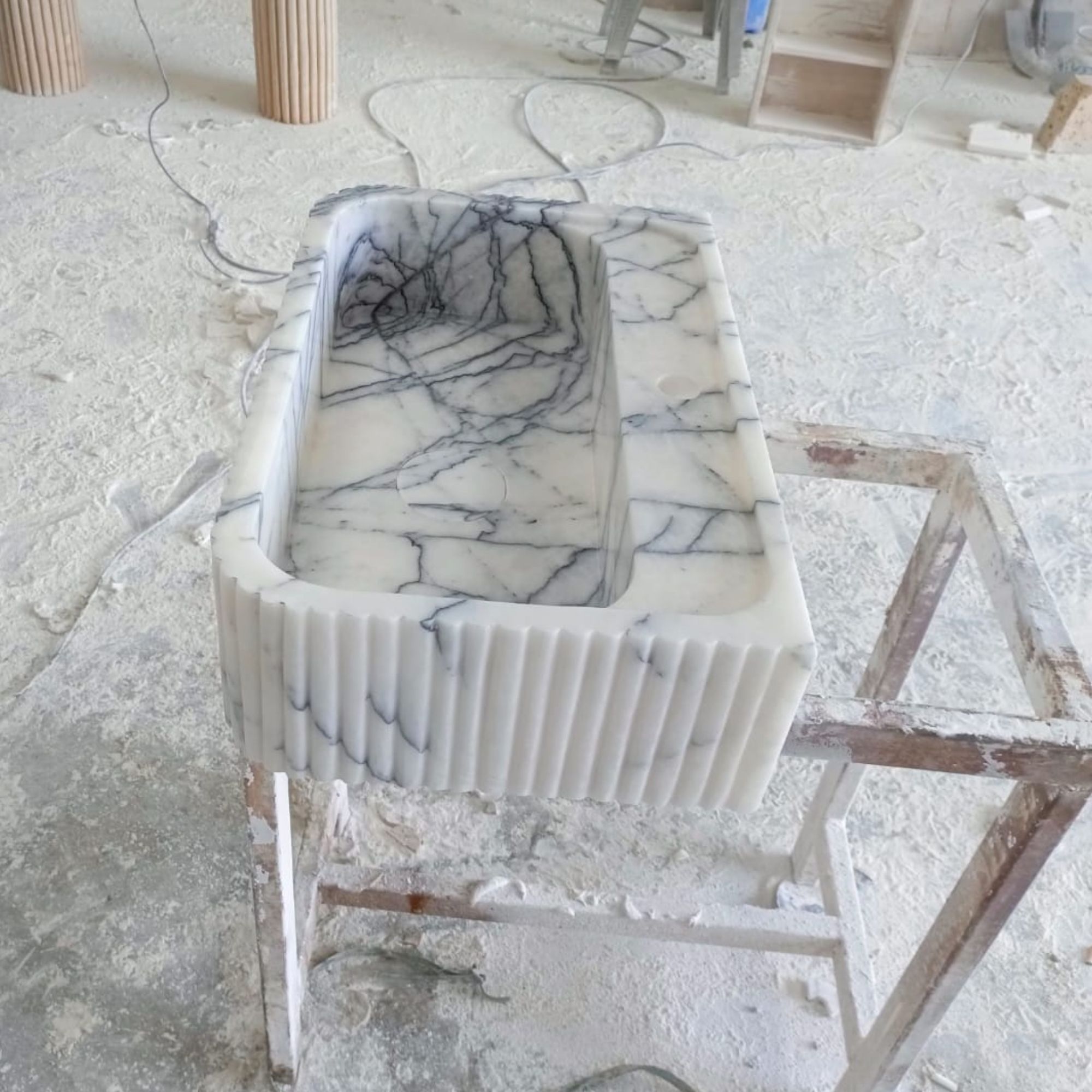 Lilac Marble Hand-Carved Sink - Custom Wall-Mount Vessel 3.jpg