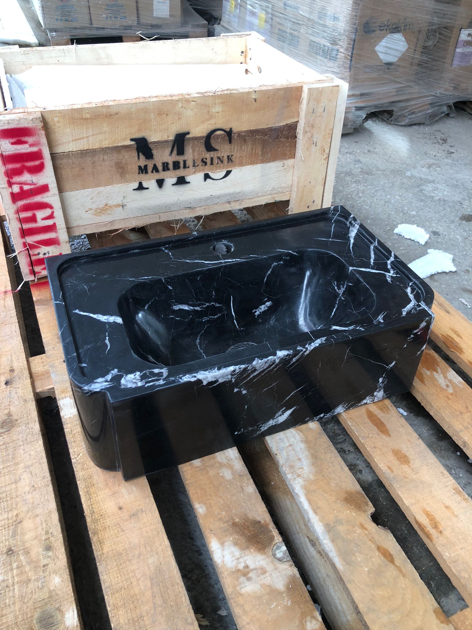Black Marble Sink – Wall Mounted or Countertop Sink, Modern Bathroom Vanity, Custom Handmade Stone Basin