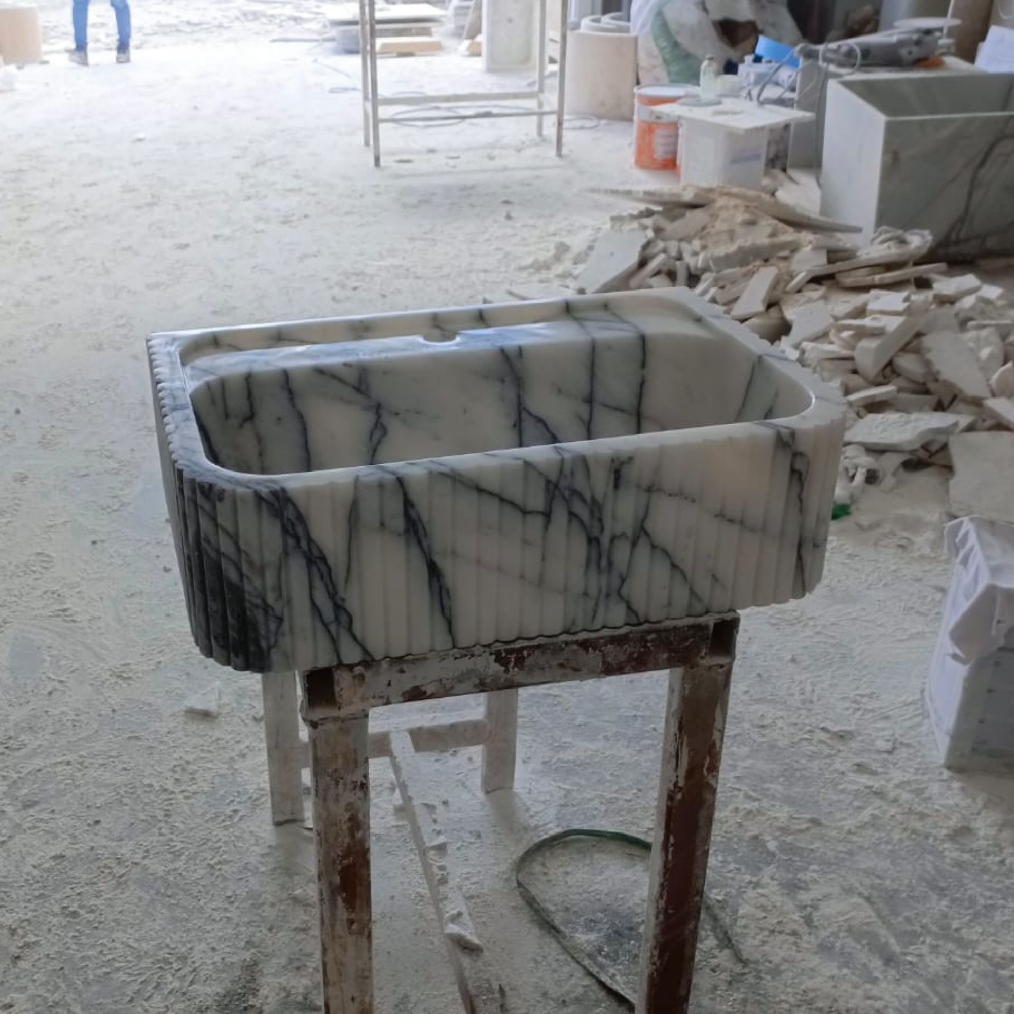 Lilac Marble Hand-Carved Sink - Custom Wall-Mount Vessel 1.jpg