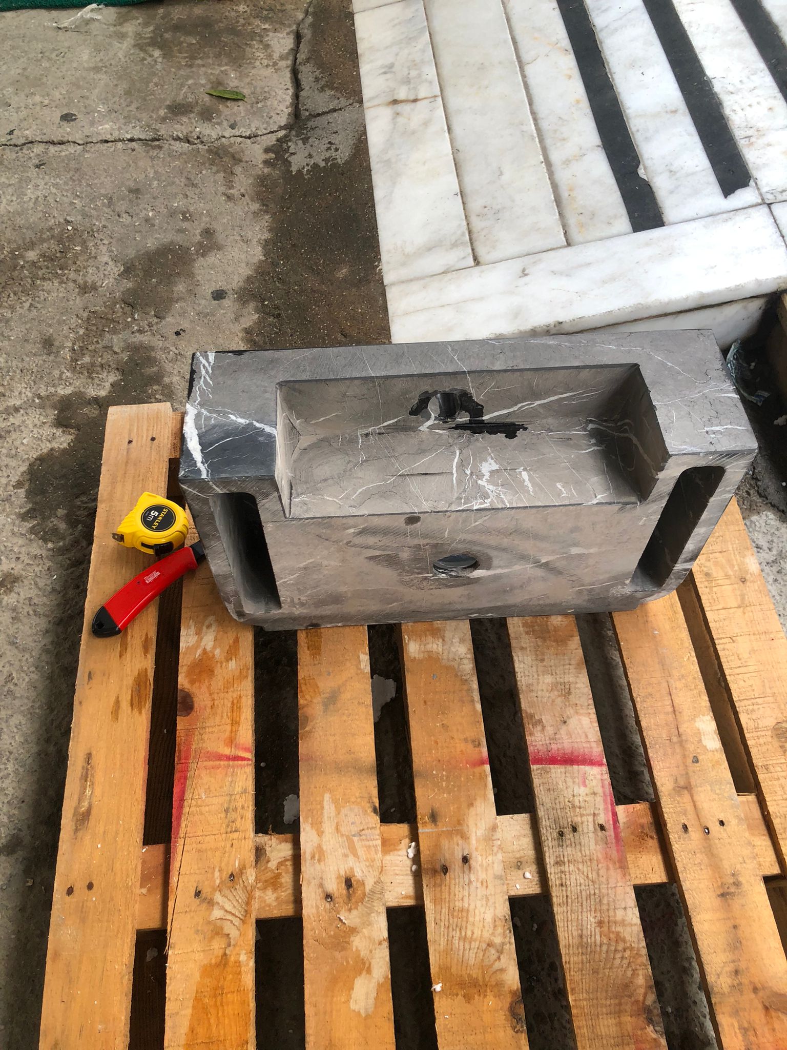 Black Marble Sink – Wall Mounted or Countertop Sink, Modern Bathroom Vanity, Custom Handmade Stone Basin