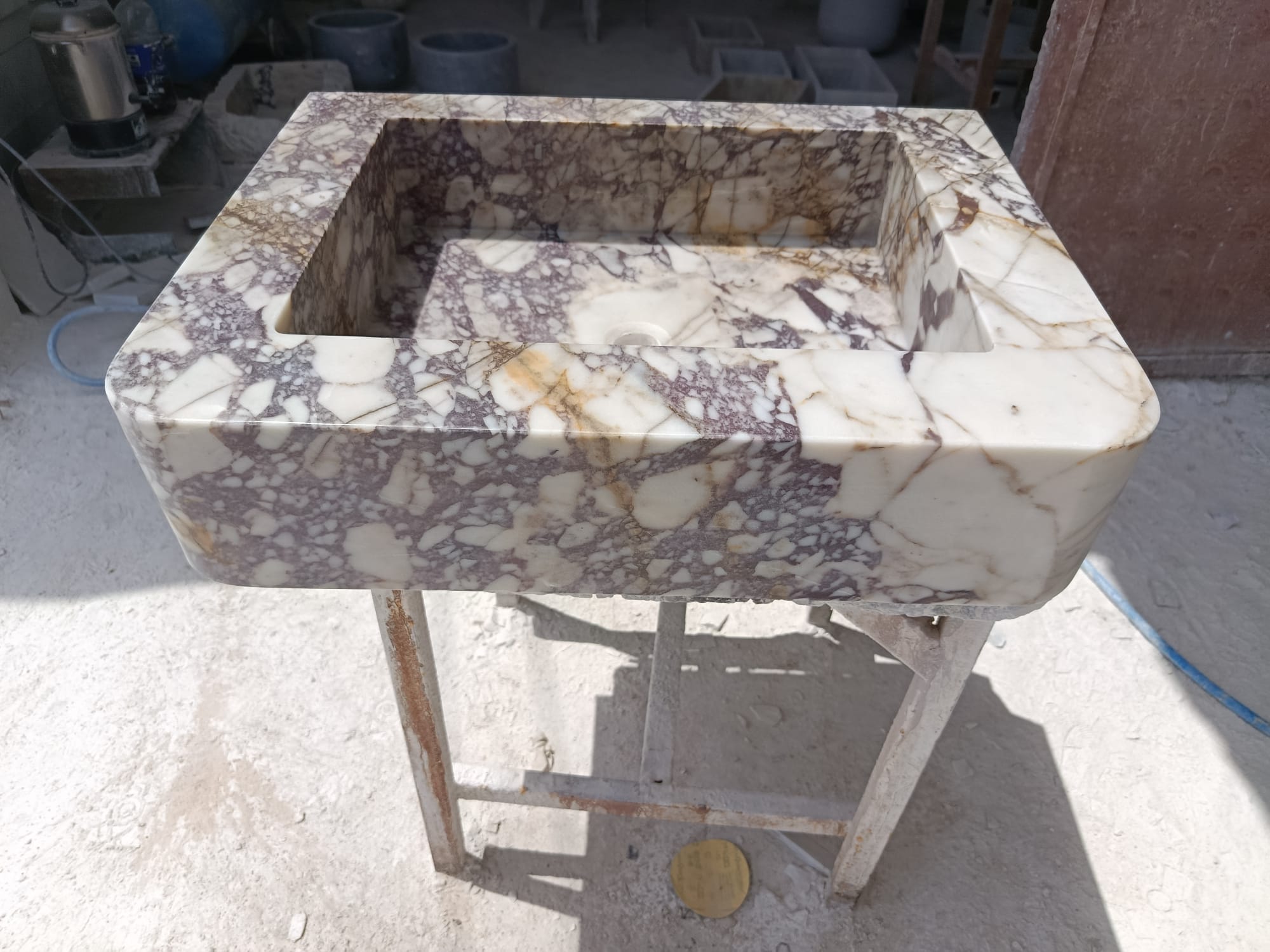 Calacatta Marble Sink – Hand-Carved Rectangular Vanity – Floating or Countertop Installation – Luxury Bathroom Centerpiece