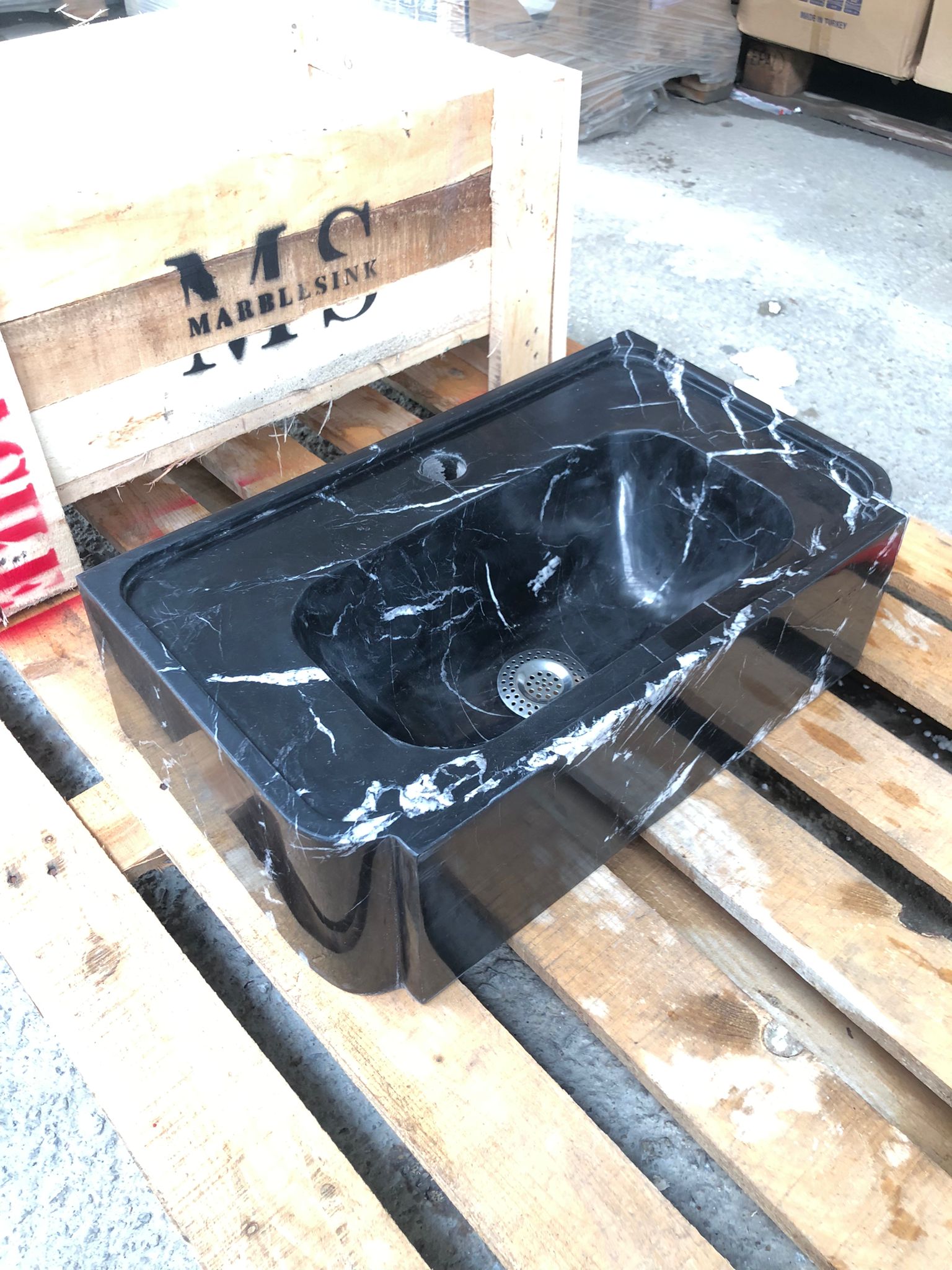 Black Marble Sink – Wall Mounted or Countertop Sink, Modern Bathroom Vanity, Custom Handmade Stone Basin