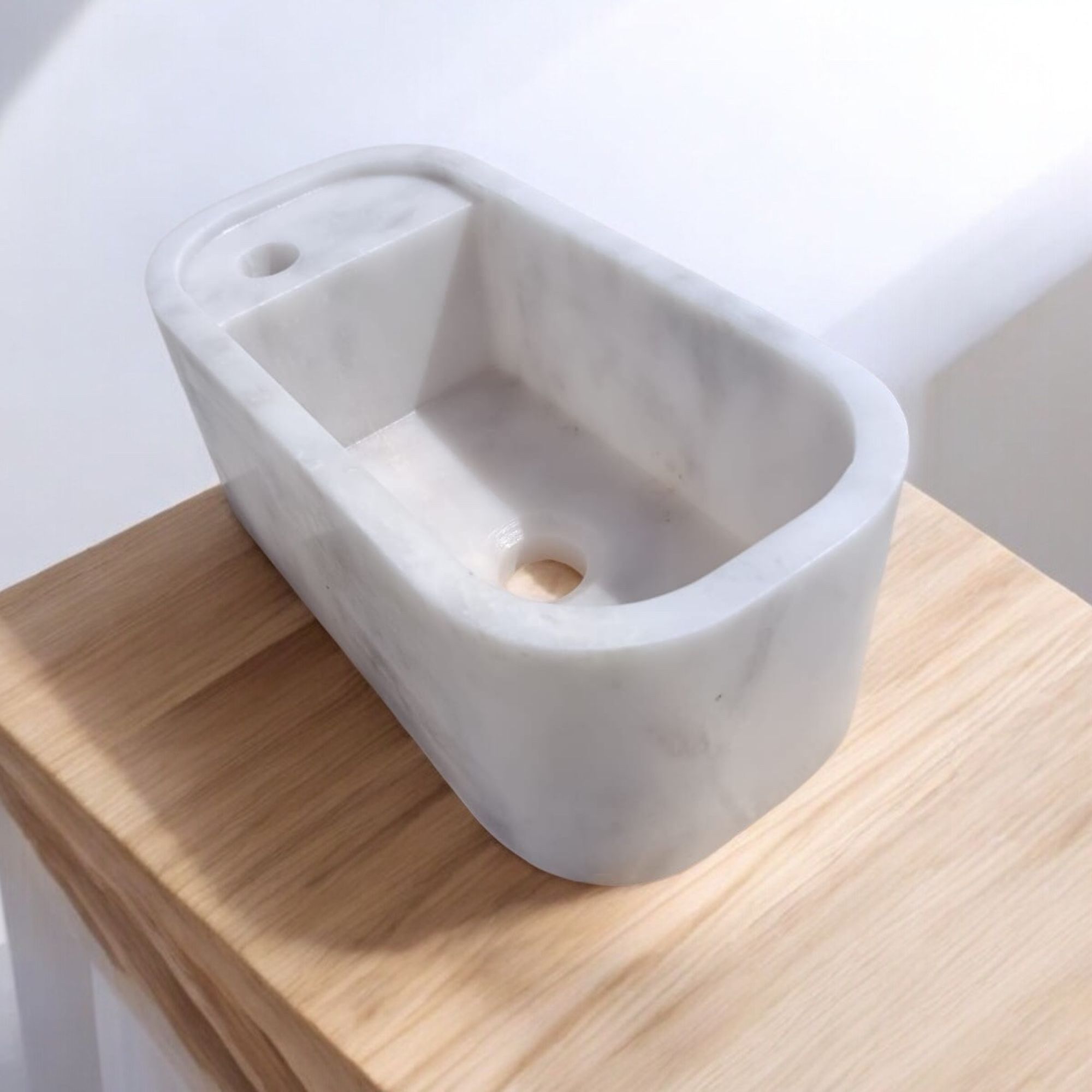 Carrara Marble Sink - Rectangular Floating Vanity - Wall Mount or Countertop Bathroom Basin - Custom Sizes Available - Modern Stone Vanity