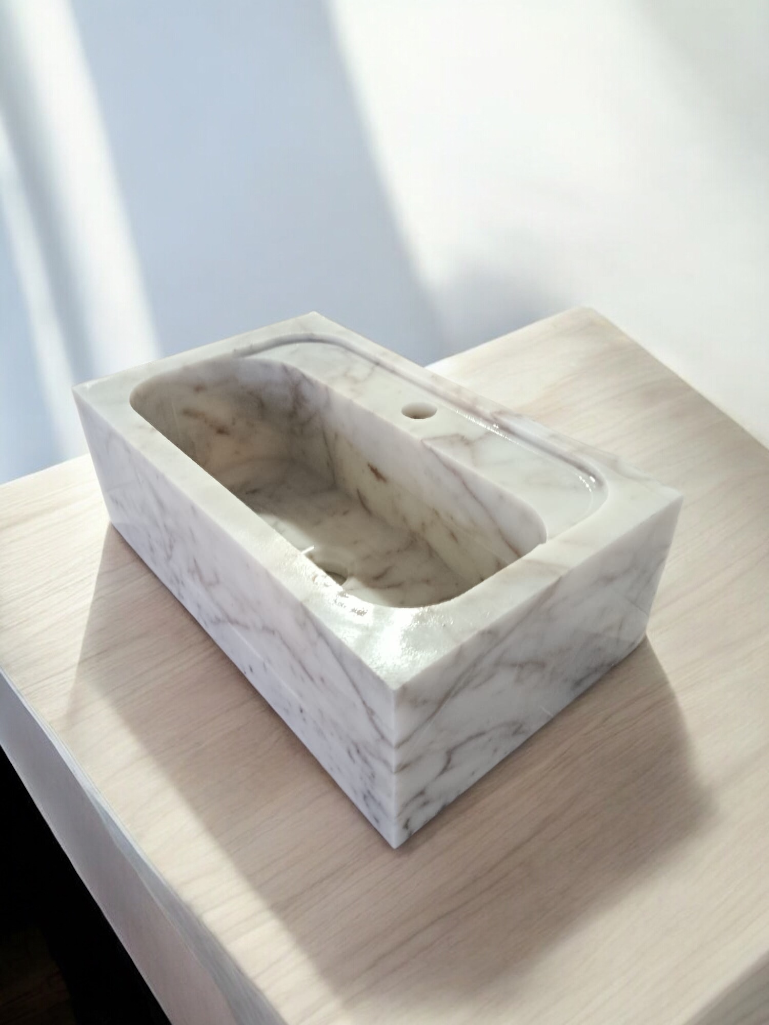 Calacatta Viola Marble Sink Wall Mount Marble Sink Marble Bathroom Sink Powder Room Sink Custom Vanity Top Natural Stone Marble Sink