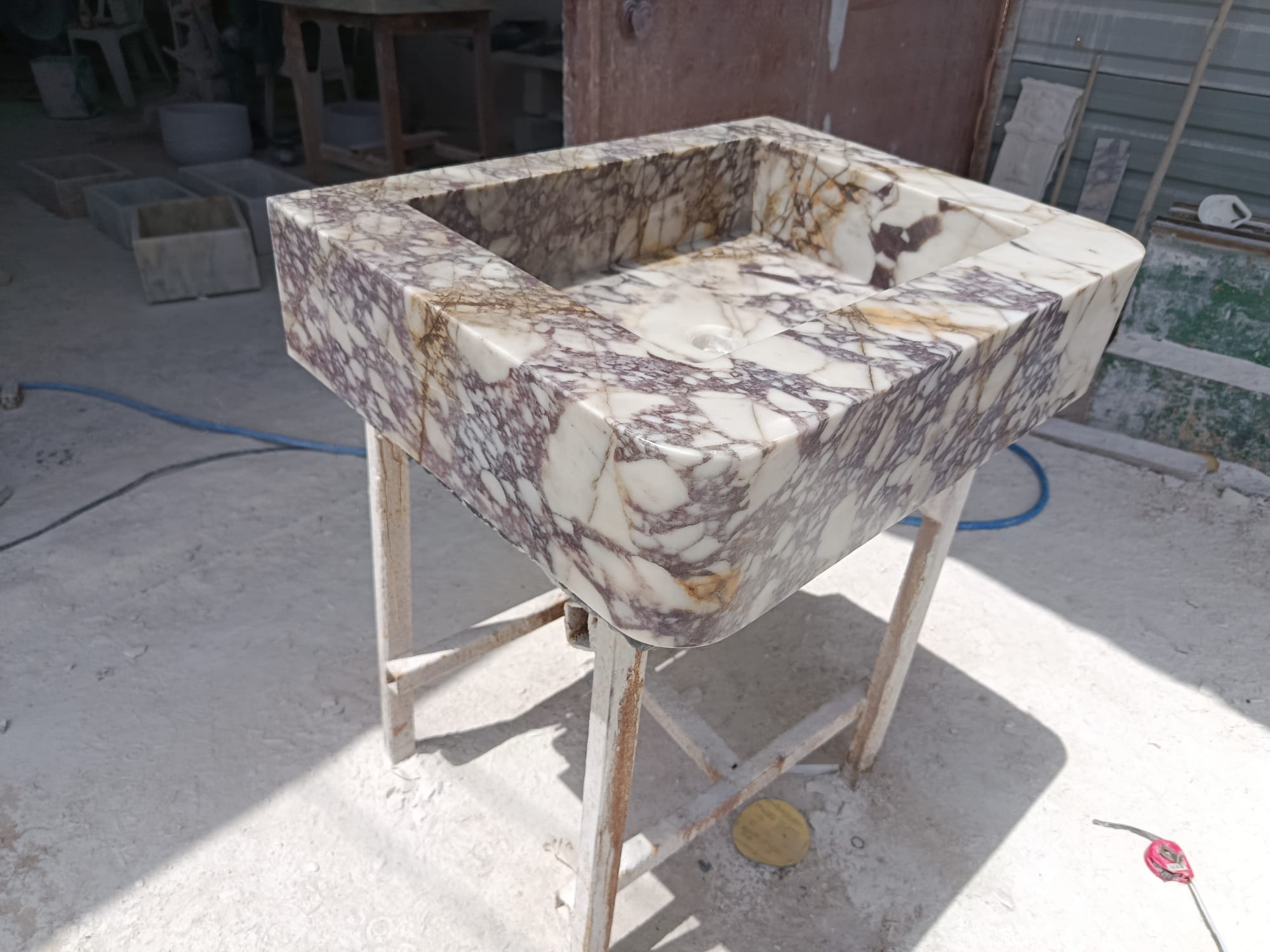 Calacatta Marble Sink – Hand-Carved Rectangular Vanity – Floating or Countertop Installation – Luxury Bathroom Centerpiece