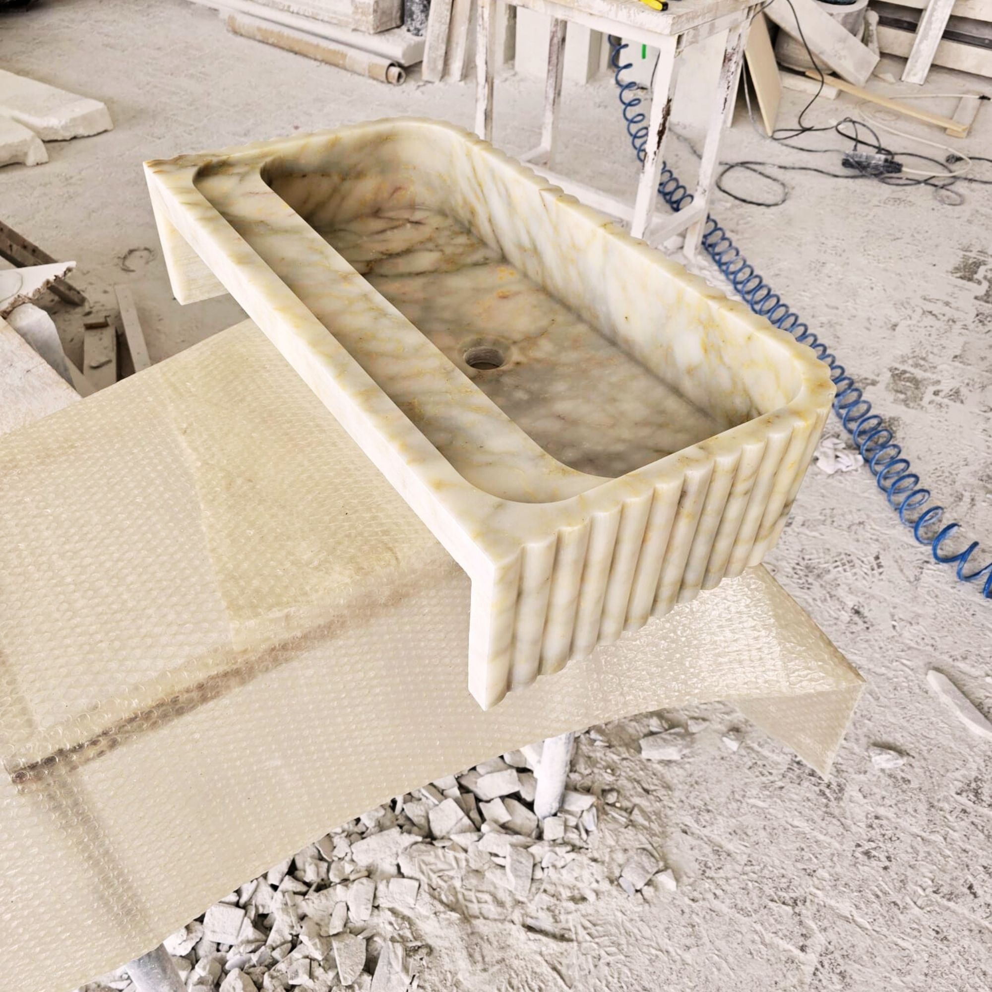 5 - Custom Size Handcarved Calacatta Viola Marble Sink, Perfect for Bathroom Vanities or as a Vessel Sink, Luxurious Marble Sink Custom Vanity.jpg