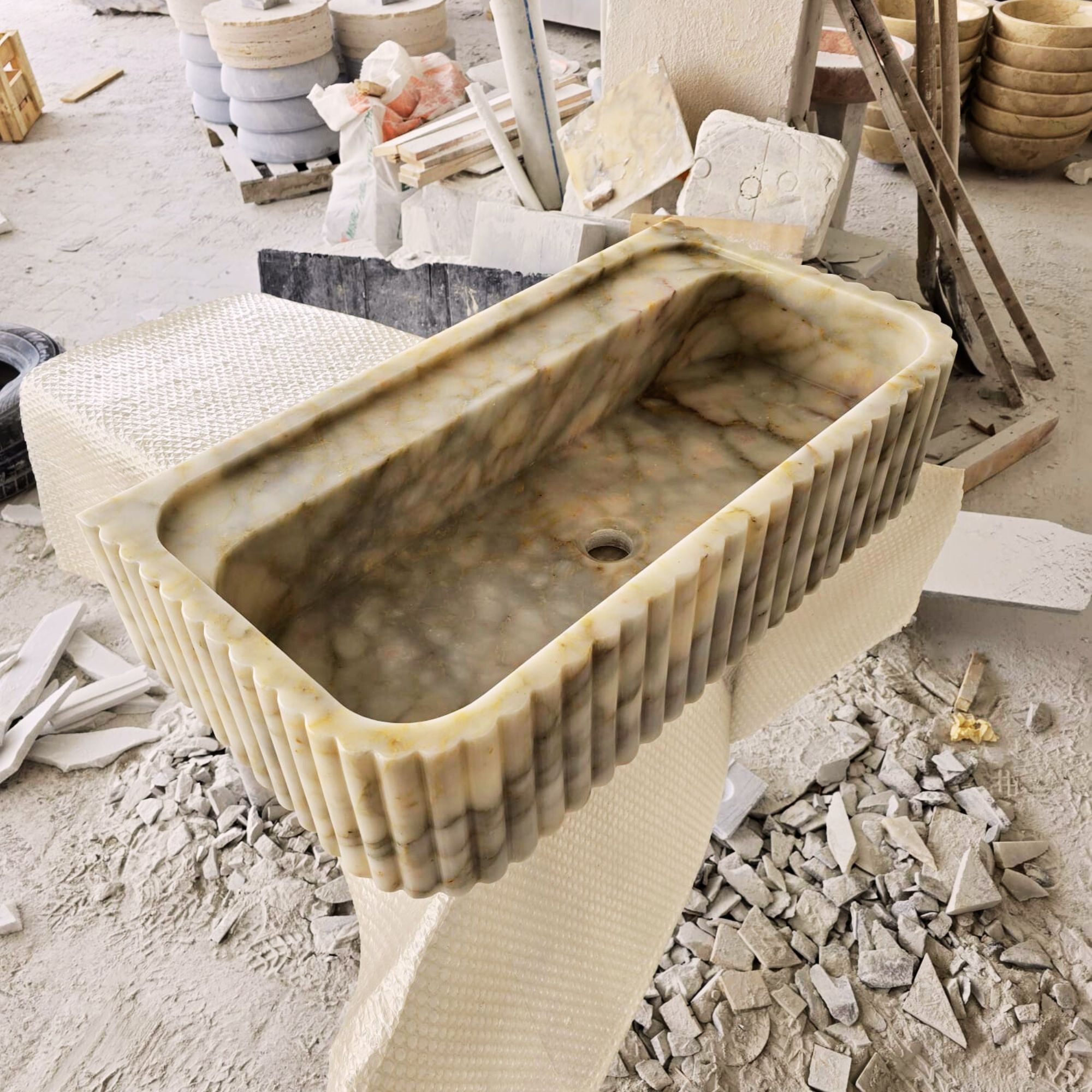 9 - Custom Size Handcarved Calacatta Viola Marble Sink, Perfect for Bathroom Vanities or as a Vessel Sink, Luxurious Marble Sink Custom Vanity.jpg