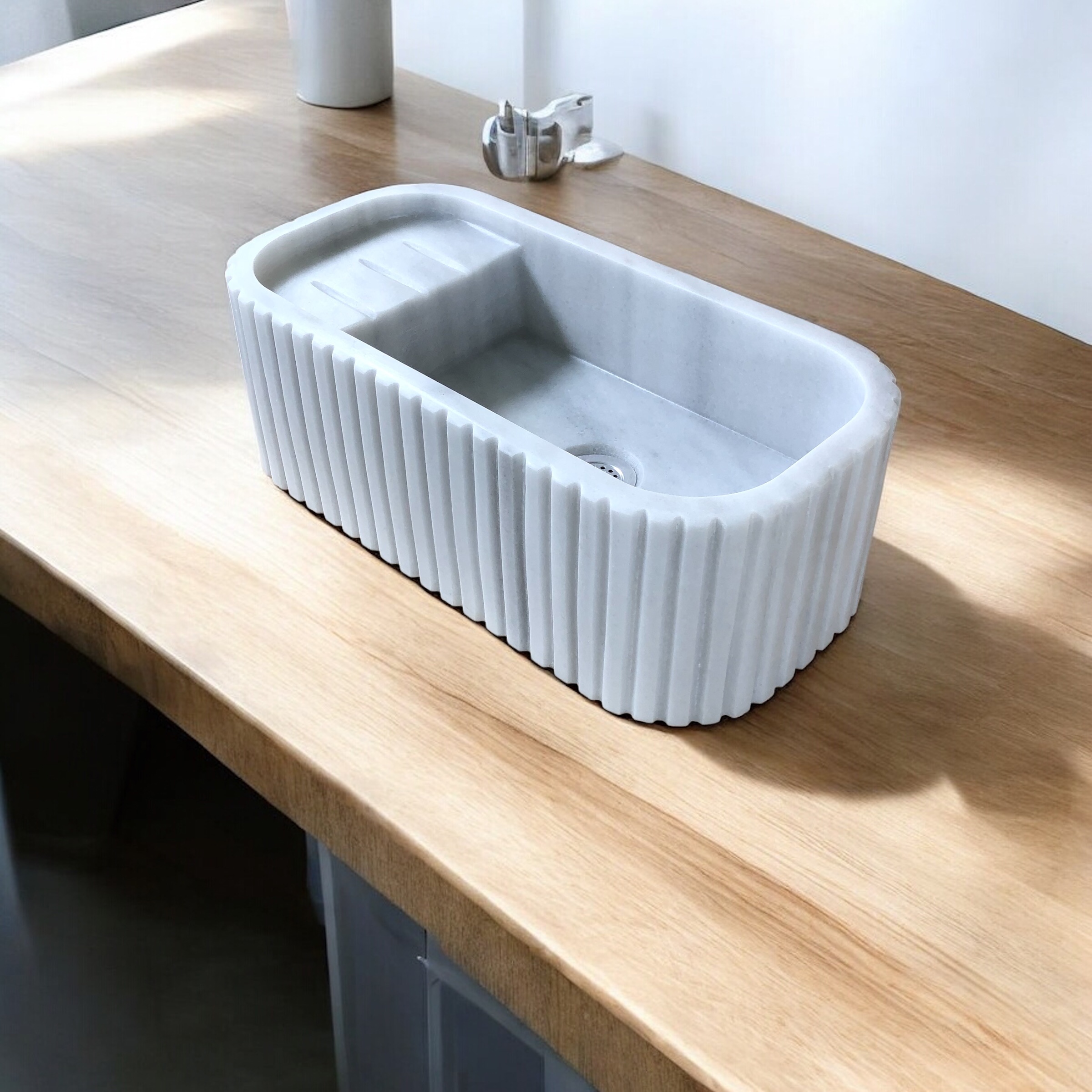Elegant Bathroom Sink Wall Mount Marble Sink Marble Bathroom Sink Powder Room Sink Top Natural Stone Carrara Marble Sink Custom Vanity